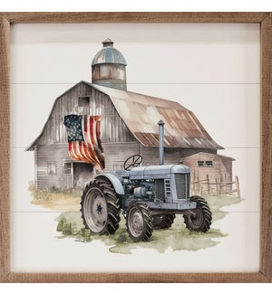 American Flag Barn Tractor